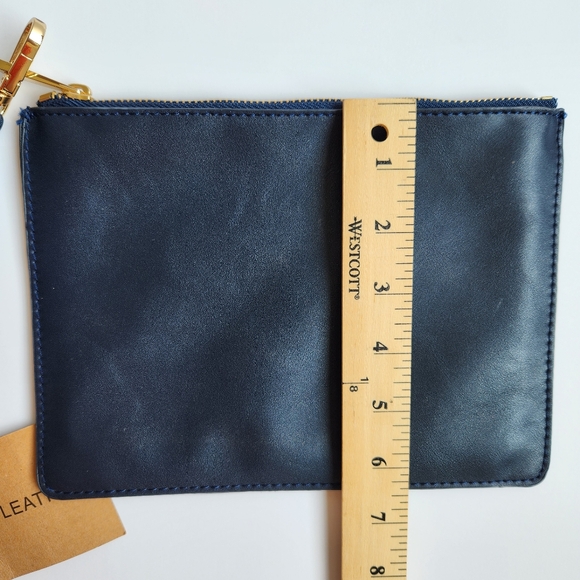 Savanna Genuine Leather Navy Wristlet Pouch Bag Zipper Soft New With Tags - Picture 13 of 15